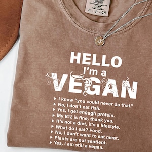 Vegan Quote Shirts For Plant Based Vegetarian| Hello I&#39;m a Vegan T Shirt| Herbivore Plant Mom Gift Tee| Funny Vegan T-shirt, Veggie Clothing