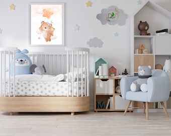 Baby Nursery Downloadable Digital Poster Print | Momma Bear Nursery Print | Baby Room Animal Poster Print | Cute Baby Animals