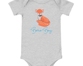 Boho Boy Red Fox Baby short sleeve one piece | Infant Onesie Bodysuit