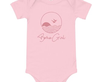 Boho Girl Lake and Sun Baby short sleeve one piece | Infant Onesie Bodysuit