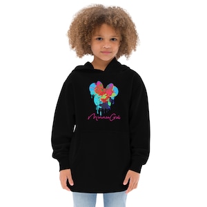 Minnie Girl Drip Logo Girls Fleece Hoodie | Minnie Mouse Inspired Hooded Sweatshirt Black