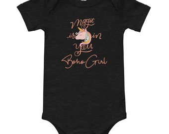 Boho Girl Unicorn Magic is in You Baby short sleeve one piece | Infant Onesie Bodysuit