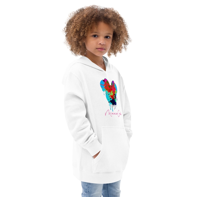 Minnie Girl Drip Logo Girls Fleece Hoodie | Minnie Mouse Inspired Hooded Sweatshirt White Side View