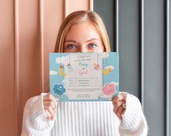 Gender Reveal Baby Shower Invitation | Invitation Voting Card  | Download and Fully Editable Gender Reveal Baby Shower Invitations