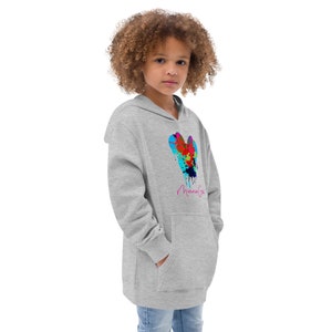 Minnie Girl Drip Logo Girls Fleece Hoodie | Minnie Mouse Inspired Hooded Sweatshirt Grey Side View