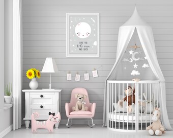 Baby Nursery Downloadable Digital Poster Print | Boho Moon Nursery Print | Baby Room Boho Love You to the Moon and Back