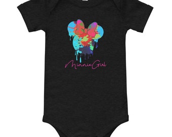 Minnie Girl Paint Splatter Drip Logo Onesie | Bella Canvas Baby Bodysuit
