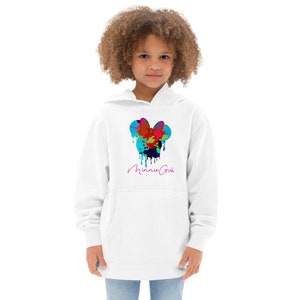 Minnie Girl Drip Logo Girls Fleece Hoodie | Minnie Mouse Inspired Hooded Sweatshirt White