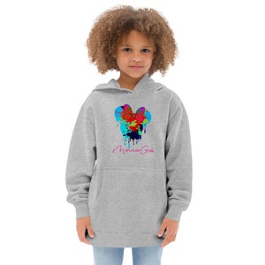 Minnie Girl Drip Logo Girls Fleece Hoodie | Minnie Mouse Inspired Hooded Sweatshirt Grey