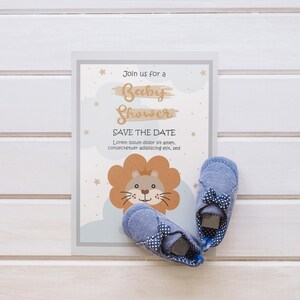 Boho Lion Cub Baby Shower Invitation | Save the Date Invitation Editable | Downloadable and Fully Editable Baby Shower Invitation