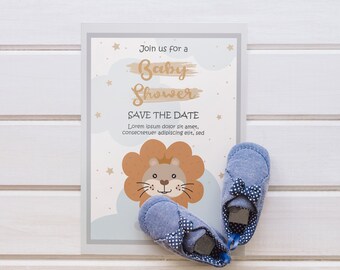 Boho Lion Cub Baby Shower Invitation | Save the Date Invitation Editable | Downloadable and Fully Editable Baby Shower Invitation