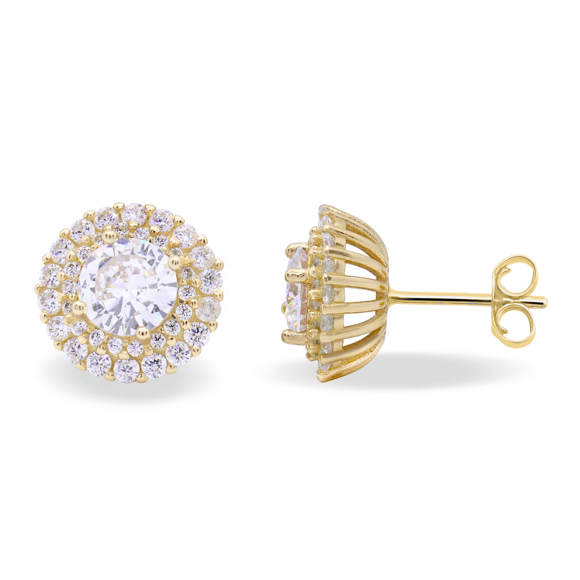 Simulated Diamond Halo Stud Earrings for Women's Double Etsy