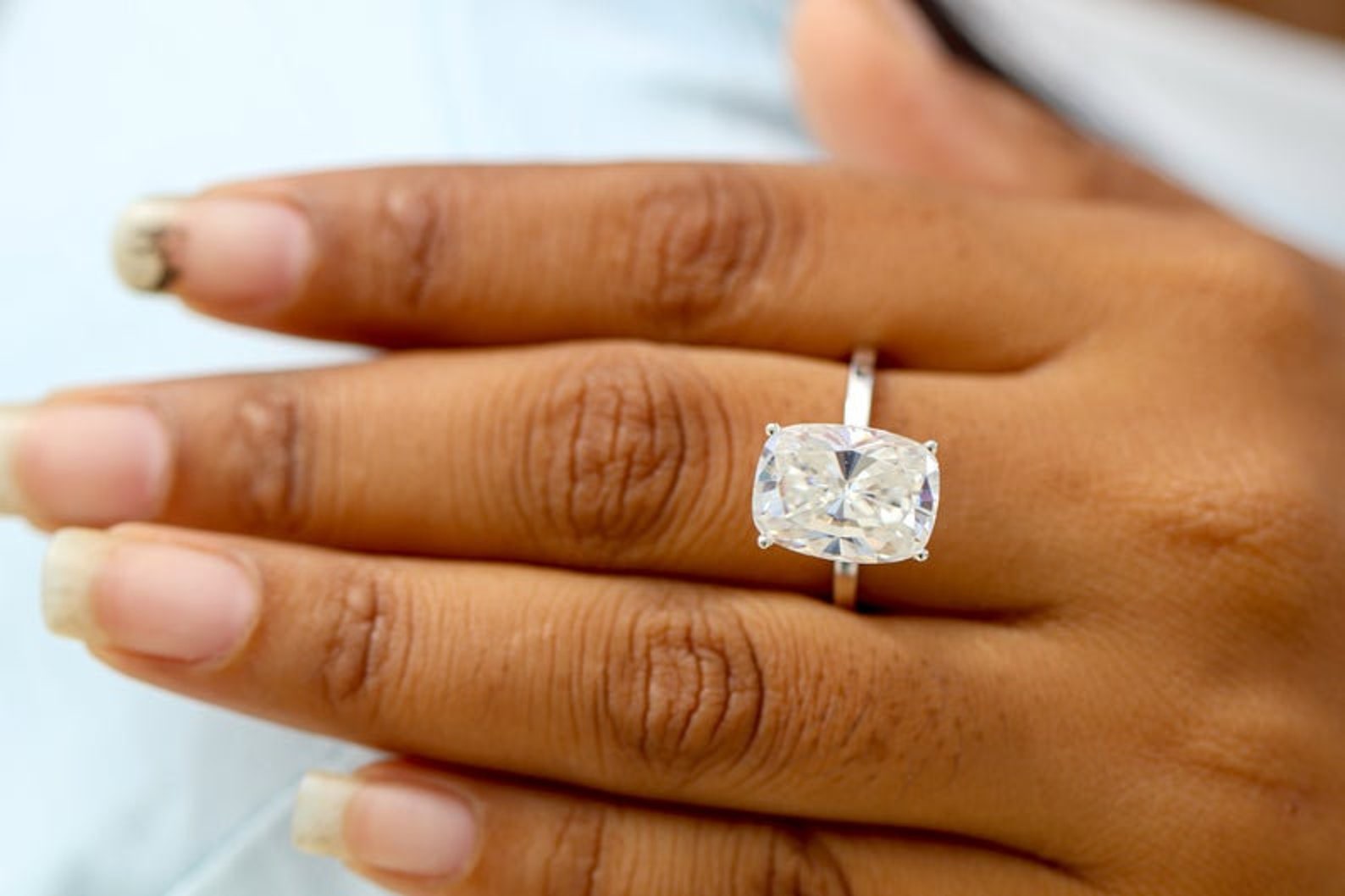 Elongated Cushion Cut Moissanite Solitaire Engagement Ring Etsy