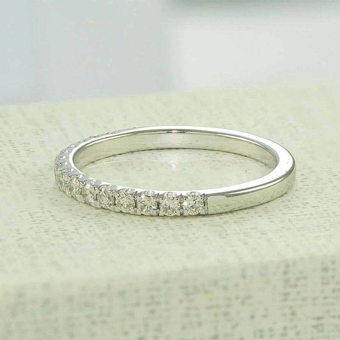 Moissanite Wedding Band 14K Gold Lab Diamond Band Ring Etsy