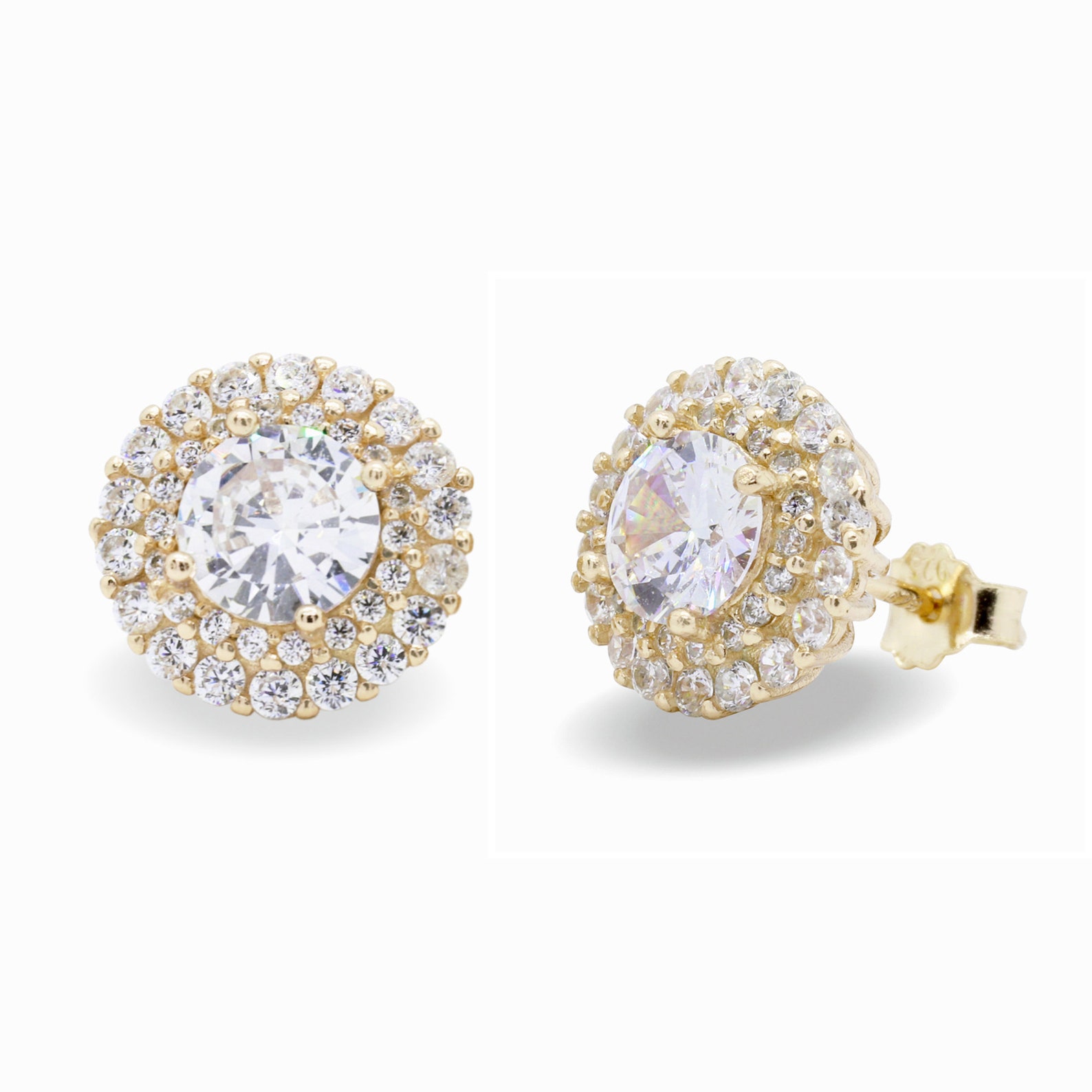 Simulated Diamond Halo Stud Earrings for Women's Double Etsy