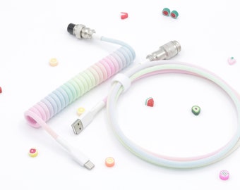 Coiled Detachable Keyboard Cable - Rainbow (multicolour)