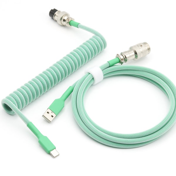 Coiled Detachable Keyboard Cable - Grass (Green)