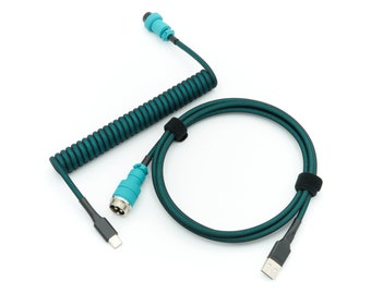 Coiled Detachable Keyboard Cable - GMK Hammerhead (Green)
