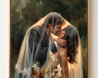 Custom Wedding Gift,Anniversary Oil Painting, Hand Painted Portrait, Personalized Family Art, Photo to Painting,Customized Art