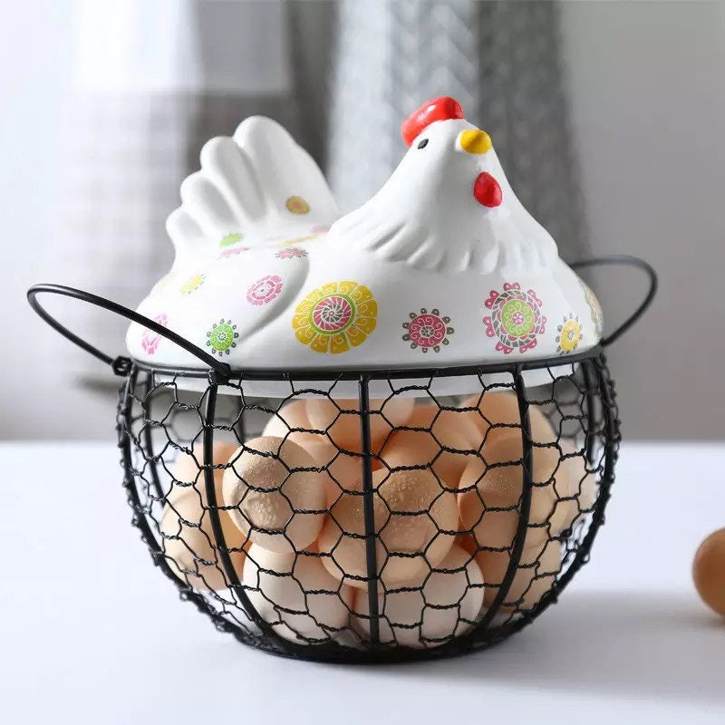 Ceramic egg basket egg basket chicken egg basket Hen Etsy