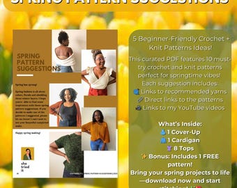 Spring Knit and Crochet Pattern & Yarn Suggestions | 5 Crochet Patterns + 5 Knit Patterns Ideas | Beginner-Friendly | PDF Download ONLY