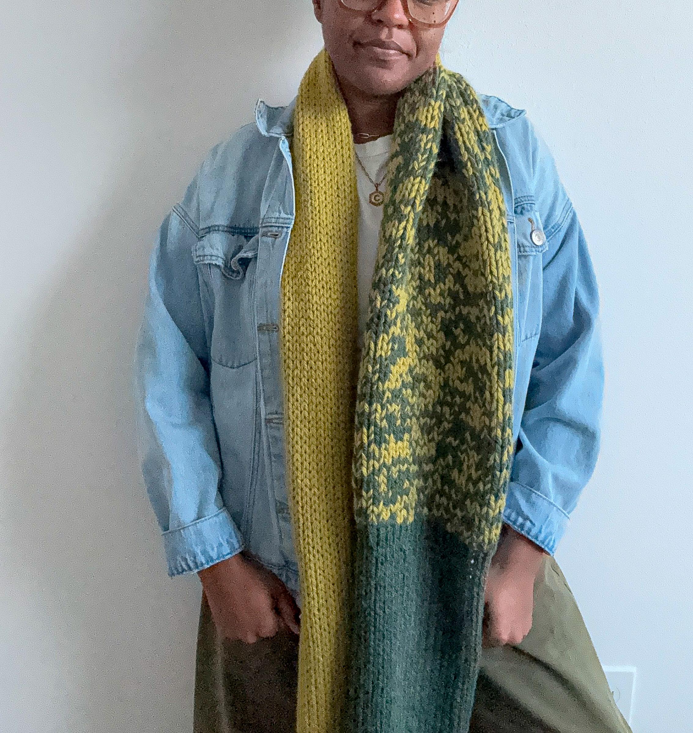 Two-tone Flow Scarf | Two-color Knit Scarf Pattern | Beginner