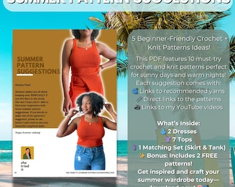 Summer Knit and Crochet Pattern & Yarn Suggestions | 5 Crochet Patterns + 5 Knit Patterns Ideas | Beginner-Friendly | PDF Download ONLY