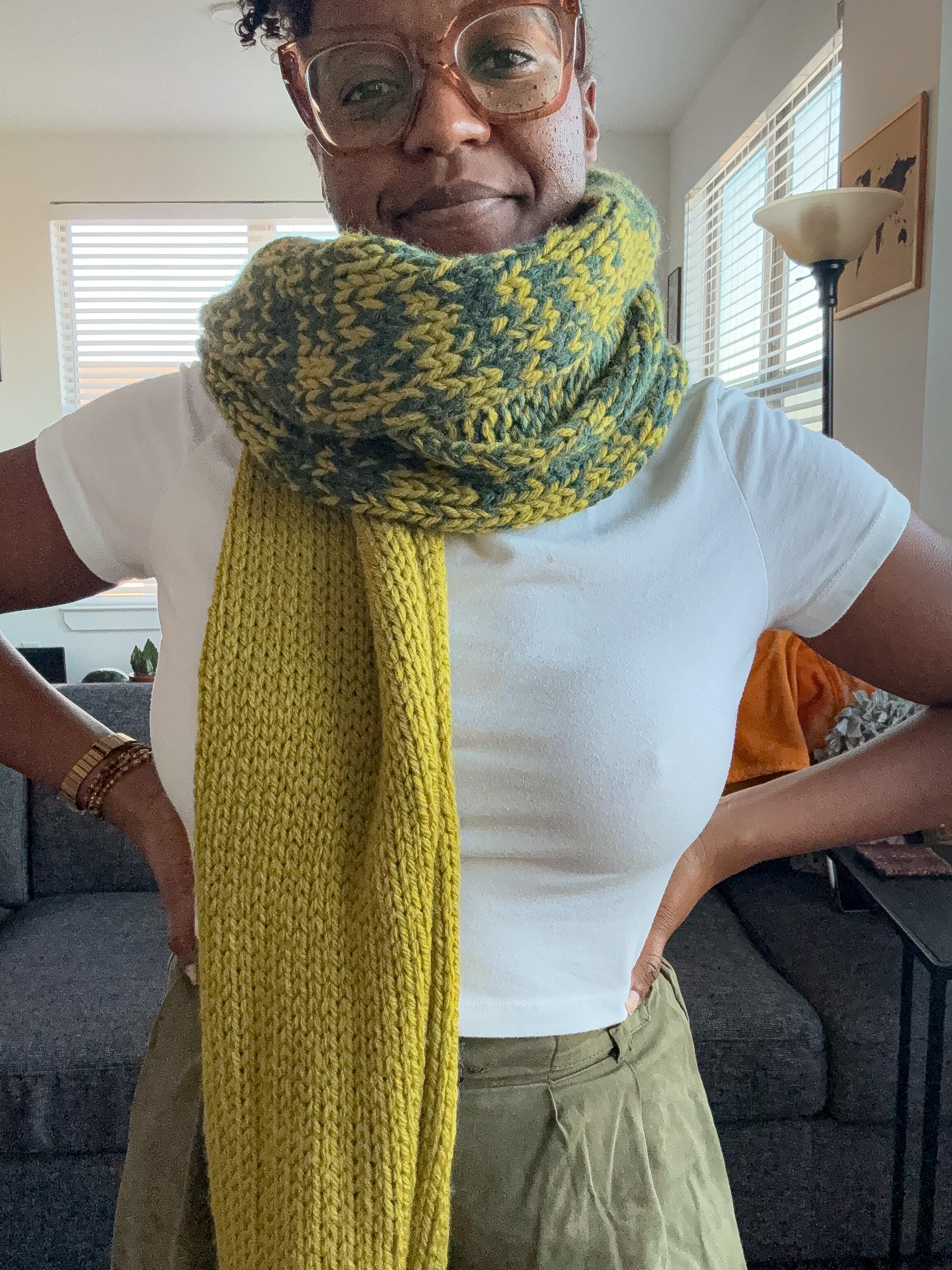 Two-tone Flow Scarf | Two-color Knit Scarf Pattern | Beginner