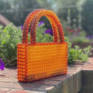 Retro Tortoise Shell Bolso con Cuentas