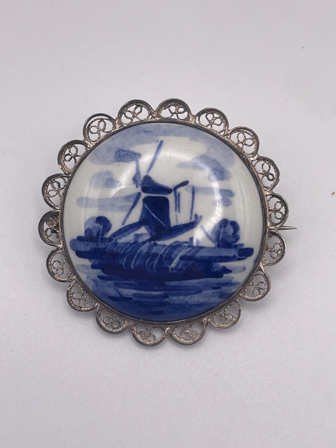 Vintage Windmill Porcelain Pin - Etsy