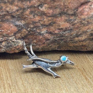 Vintage Turquoise Road Runner Brooch