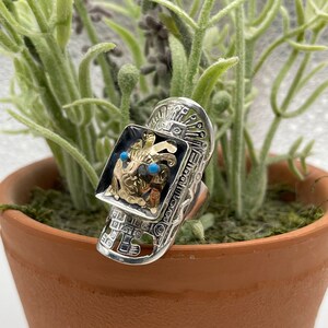 Vintage 18k and Sterling Peruvian Ring