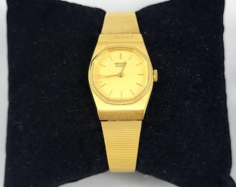 Seiko Wristwatch Womens OS Gold Good 2C20-5779 Quartz Vintage Mesh Band Vintage Seiko Quartz Ladies Watch 2C20-5779 Gold Tone With  main image 2