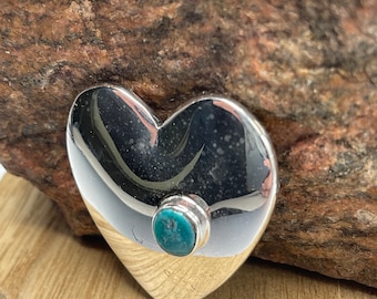 Vintage Turquoise Heart Brooch