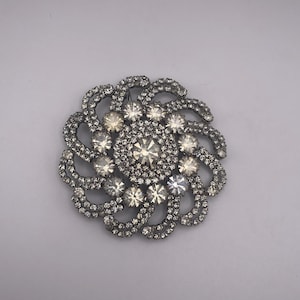 Large Vintage Rhinestone Flower Brooch