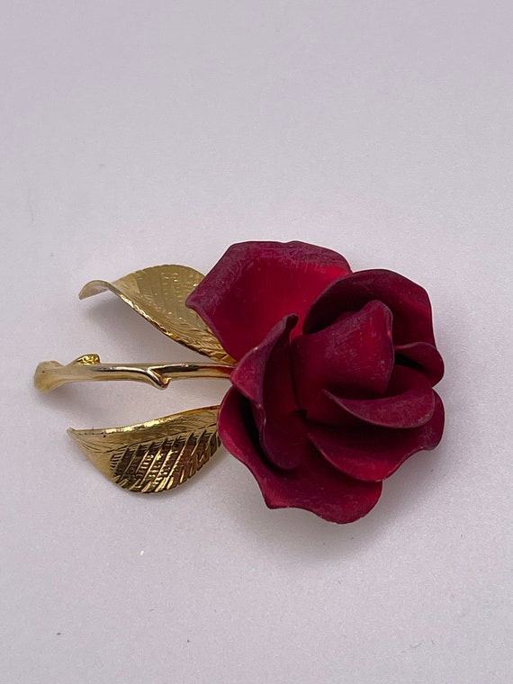Cerrito Vintage Red Rose Brooch