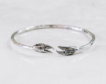 Crab claw bangle in sterling silver