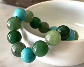 Turquoise & Aventurine Bracelet / Healing Crystal Bracelet / Improve Communication / Help Emotional Issues / Unisex Bracelet / FREE SHIPPING
