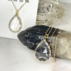 Glass Pendant Necklace / 18K Gold Plated Necklace / Available Personalized Initial Gold Tag / Daily Necklace / Minimalist / FREE SHIPPING