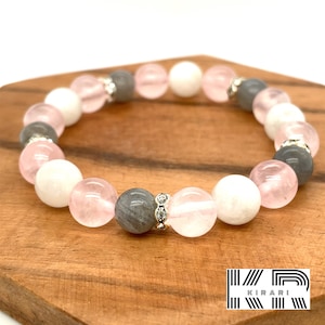 Rose Quartz Moonstone Labradorite Bracelet / Healing Crystal Bracelet / Energy Bracelet / New Beginnings / Love  / Safe / Good Fortune
