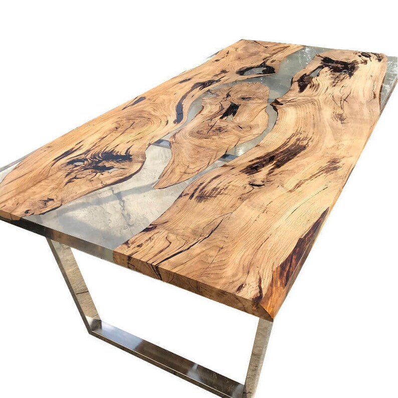 Dining table to wild oak Epoxy Resin Solid wood Oak Etsy
