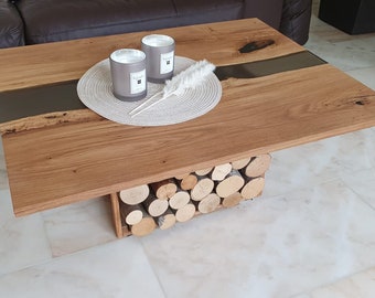 Mesa de centro 'Madeira Floresta Negra' | Resina epóxi | Madeira maciça | Carvalho | Mesa de resina epóxi | Mesa epóxi