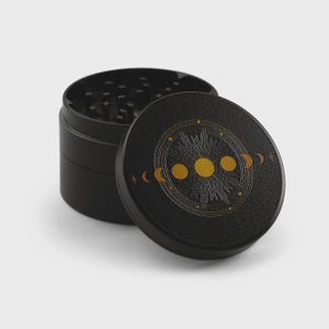 SPARX Co. Zodiac Spice Mill - Heavy Duty Zinc Alloy Manual Herb Crusher Circle Moon Phases