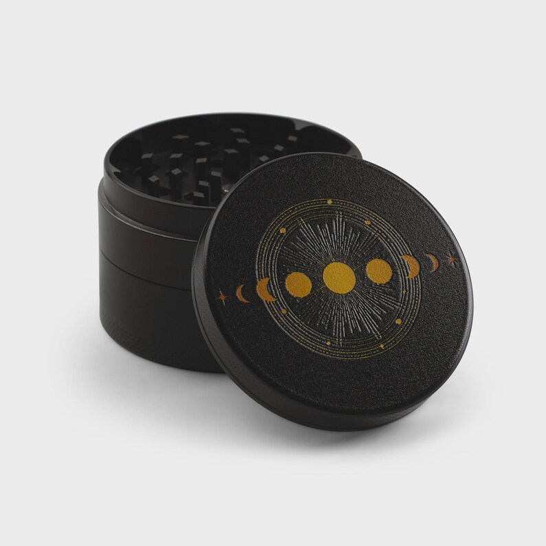 SPARX Co. Zodiac Spice Mill - Heavy Duty Zinc Alloy Manual Herb Crusher Circle Moon Phases