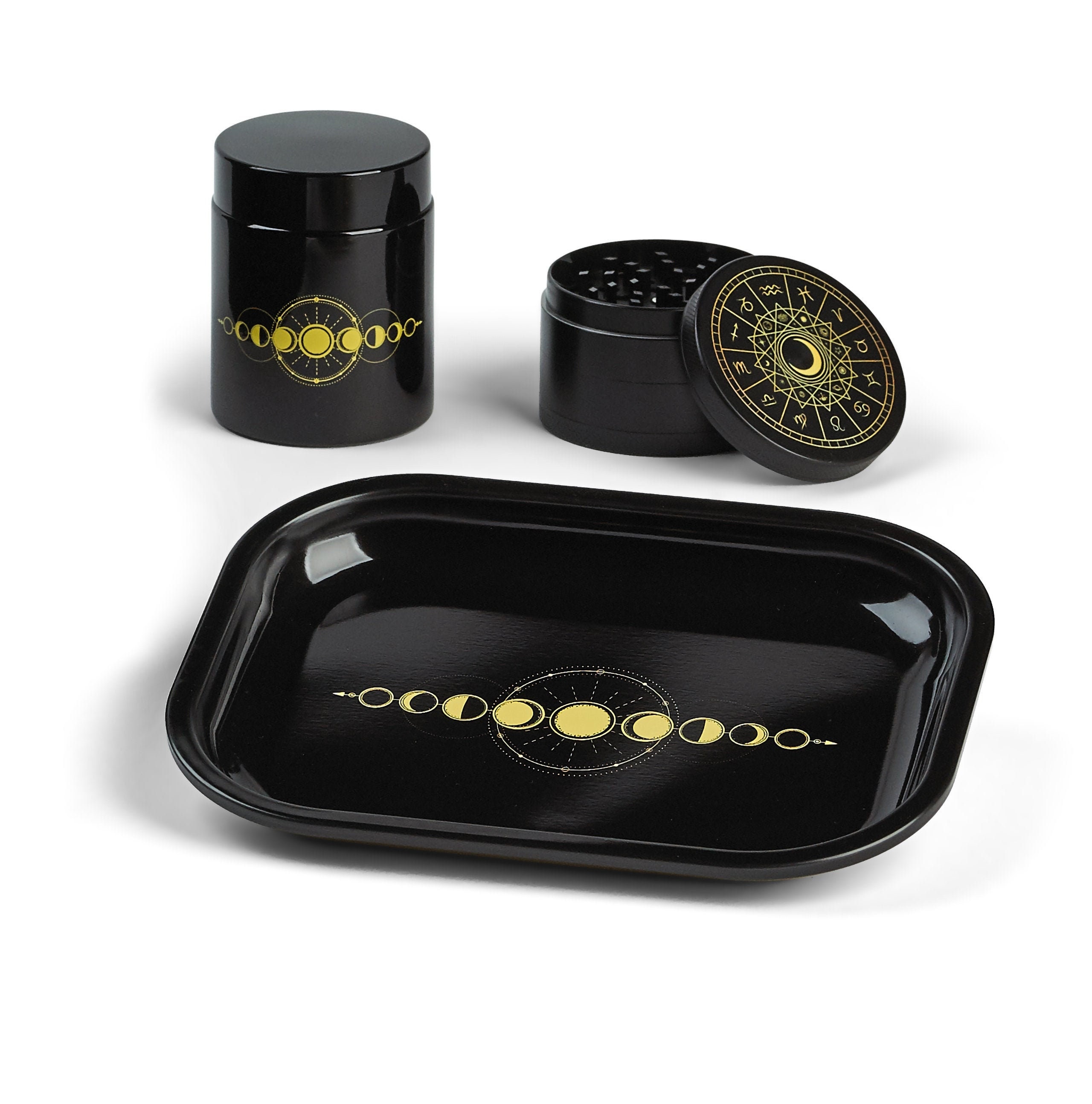 MYSTE ZODIAC Stash Box with Accessories, Large Grinder 63 mm, Odour-proof  Combo Set, Stashbox Combo Kit Lockable with Lock, with Mill, Rolling Tray  Set : : Home & Kitchen