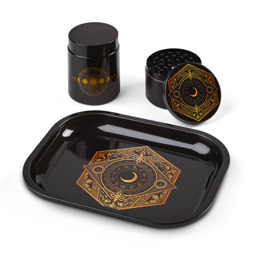 Gold Grinder Set with Tray