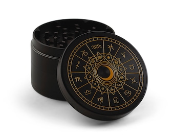 Molinillo de especias Zodiac de SPARX Co. - Triturador manual de hierbas de aleación de zinc de alta resistencia