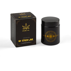 SPARX Co. UV STASH Glas Aufbewahrungsbox für Kräuter. Geruchsicheres Stash Glas