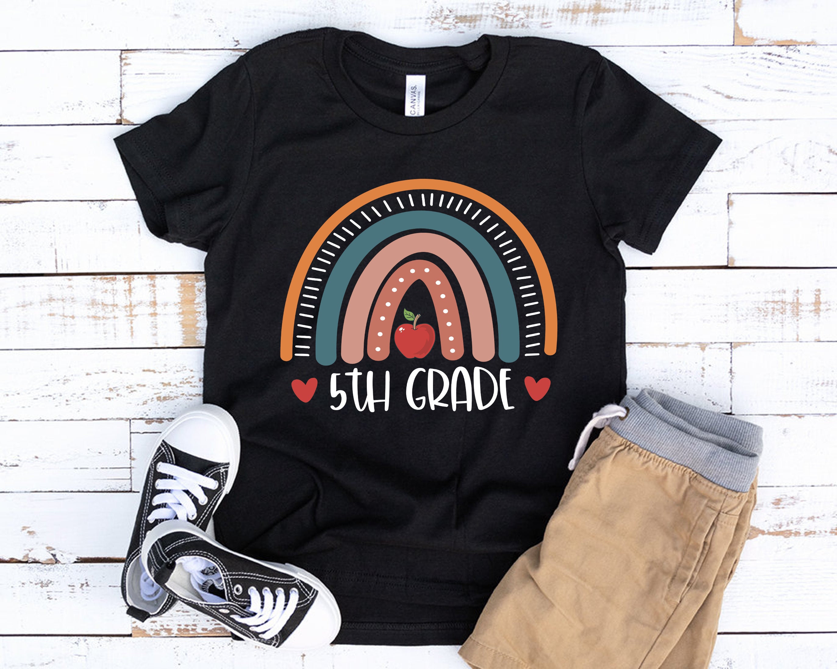 Fifth 5th Grade Tshirt 5th Grade Rainbow Shirt Hello 5th Etsy