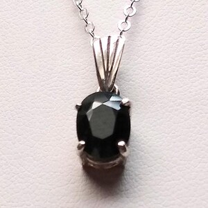 genuine green sapphire necklace pendant , sterling 1.5mm cable link chain, 18 in, spring ring clasp